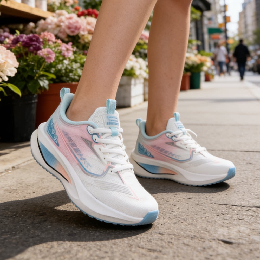鹭威超轻爆米花防滑女士运动鞋2026春夏新款单网透气休闲跑步鞋女
