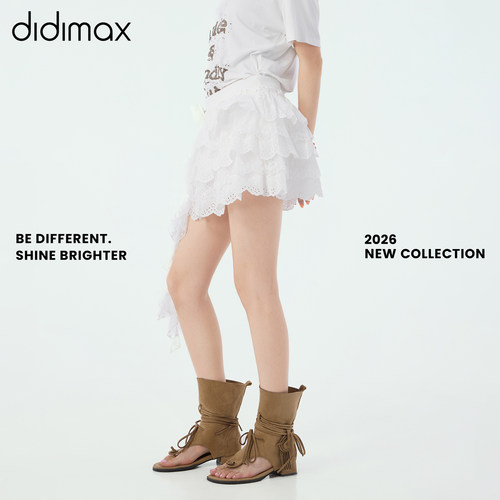 didimax夏季新款白色蛋糕裙 高腰蕾丝半身裙休闲风甜美显瘦X68124
