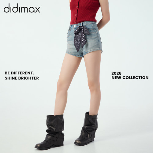 didimax夏季新款高腰短裤 休闲牛仔辣妹裤子 紧身浅色复古X58508