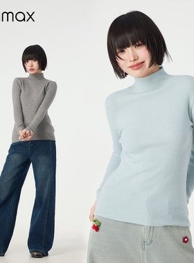 didimax冬季新款纯色半高领修身针织衫 纯色简约内搭上衣W46592