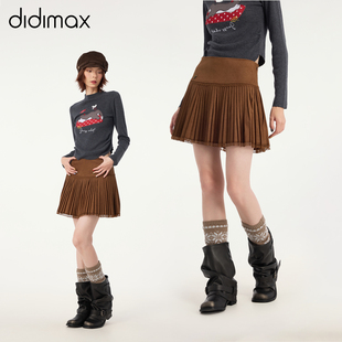 日常百搭W65851 咖色蕾丝花边百褶高腰半身裙女 didimax冬季 新款