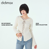 新款 竖纹针织小衫 蕾丝边拼接 didimax春季 绑带装 饰上衣女C47064