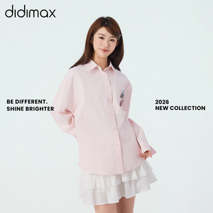 宽松翻领女装 didimax春季 休闲风衬衫 长袖 粉色衬衣C17566 新款