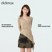 didimax春季 套头不对称挂脖上衣女C47519 型毛针织衫 新款 卡其修身