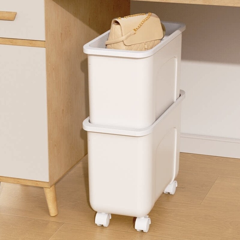 办公室工位神器放包收纳盒桌下家用窄款零食带轮衣服防尘柜子宿舍