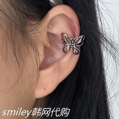 4新韩国代购 BUTTERFLY 小众 蝴蝶 耳夹 无耳洞戴