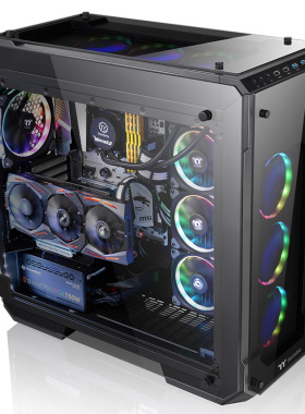 Tt机箱View 71 TG四面玻璃EATX全塔360水冷台式机电脑水冷主机箱