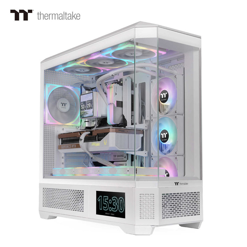 Tt光透View 600 TG海景房机箱6"屏幕360水冷ATX主板白色台式机箱