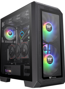 Tt机箱View 300 MX黑白色双面板360水冷EATX台式电脑办公游戏机箱