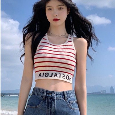 爵士舞衣服装穿搭夏季内搭外穿条纹纯色字母百搭甜辣jazz上衣吊带
