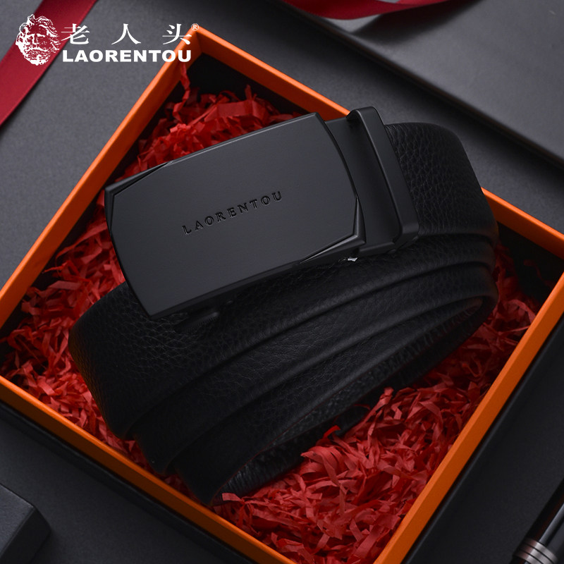 老人头皮带男自动扣真皮商务青年腰带时尚头层牛皮2026新款裤带