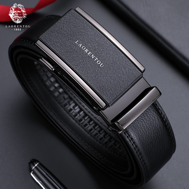 老人头男士皮带真皮正品复古整张牛皮自动扣腰带2026新款高档裤带