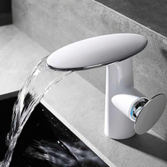 新款奢华大自然蘑菇德国工艺冷热高瀑布台上下铜白黑水龙头洗脸盆