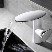 新款 奢华大自然蘑菇德国工艺冷热高瀑布台上下铜白黑水龙头洗脸盆