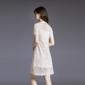 RM5805#欧洲站 夏季新款欧货洋气蕾丝镂空钩花卡通刺绣短袖套头连衣裙