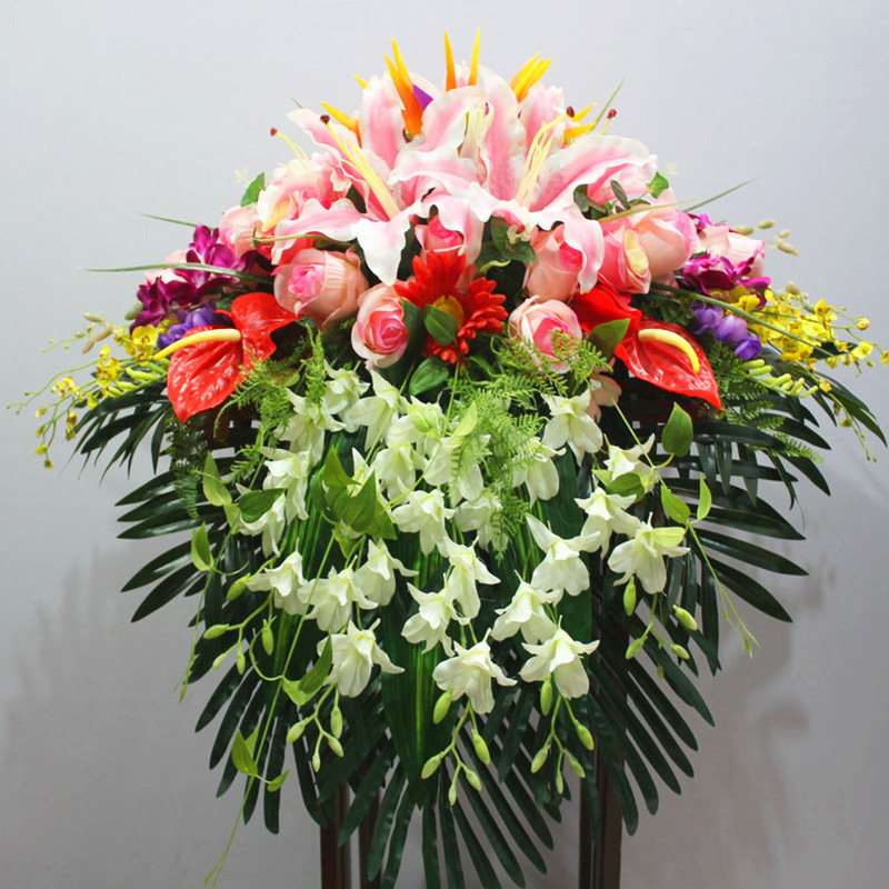 演讲台花仿真花会议室假花摆件前台花发言台下垂花会议桌装饰挂花