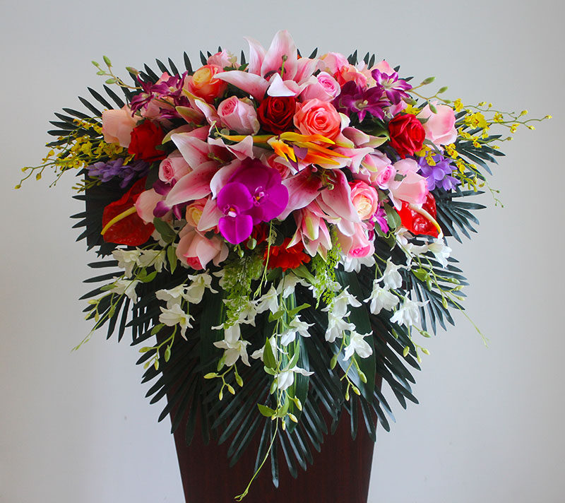 讲台花仿真花挂钩下垂会议桌花主席台发言台演讲台假花摆放套装