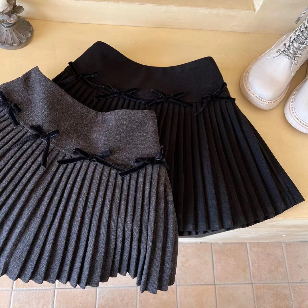 女童甜美蝴蝶结毛呢短裙2025秋冬新款韩版儿童时尚压褶百褶裙子潮,童装/婴儿装/亲子装,半身裙,淘宝优惠券,粉丝福利购,淘宝优惠卷