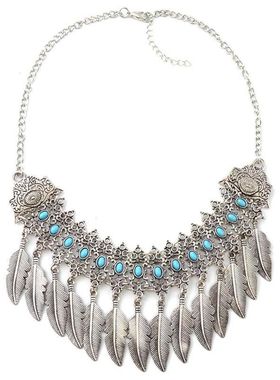 合金民族树叶项链风复饰品时尚