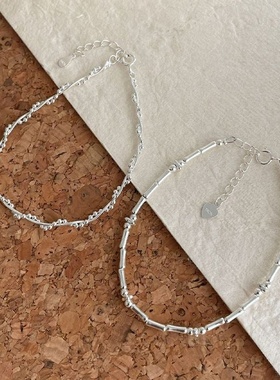 赛伊娜简约气质S925纯银缠绕蛇骨链竹节拼接链组合手链女百搭手饰