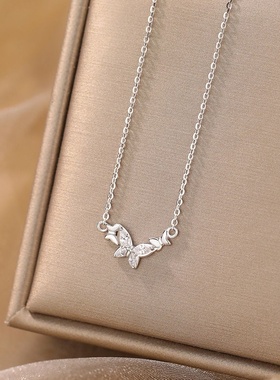 达米拉s925纯银微镶锆石蝴蝶项链女小众设计高级感锁骨链简约百搭
