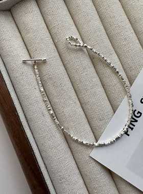 S925纯银小众设计感OT碎银子手链韩国时髦INS风简约首饰品批发