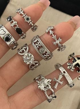 复古文艺十字架戒指时尚通勤简约几何高级小众设计日常百搭配饰