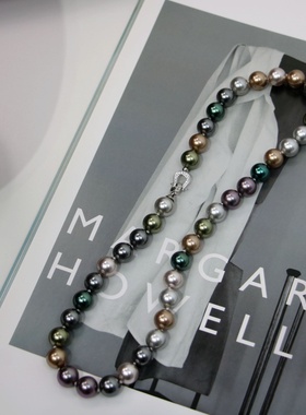 24新款黑蝶皇后珍珠项链大溪地莫兰迪混彩小众轻奢施家珍珠项链