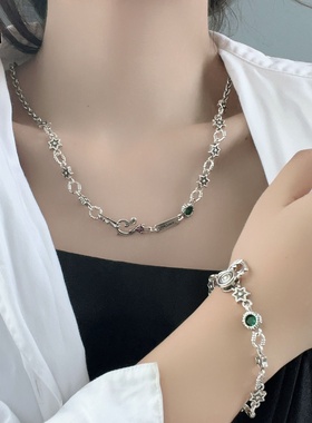 美飒轻奢冷淡风锆石六芒星手链花轮盘项链女手饰轻奢设计感手环