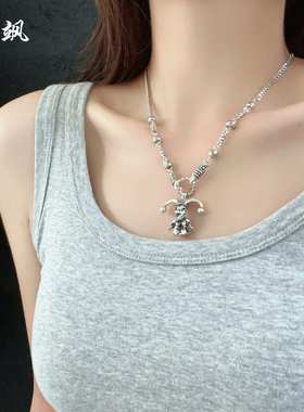 美飒马戏团小丑项链耳扣男女搞怪朋克克摇滚创意锁骨链颈饰