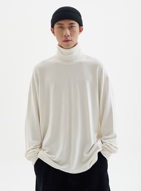 BUTTBILL 23AW四针六线德绒高领长袖T恤男日系内搭宽松纯色打底衫