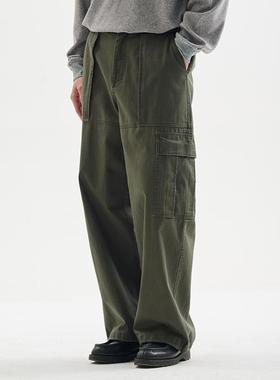 BUTTBILL 25SS复古纯棉酵洗口袋工装裤子日系通勤甲板休闲长裤男