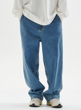 BUTTBILL 23AW复古13.2盎司水洗直筒宽松休闲原浆重磅牛仔长裤男