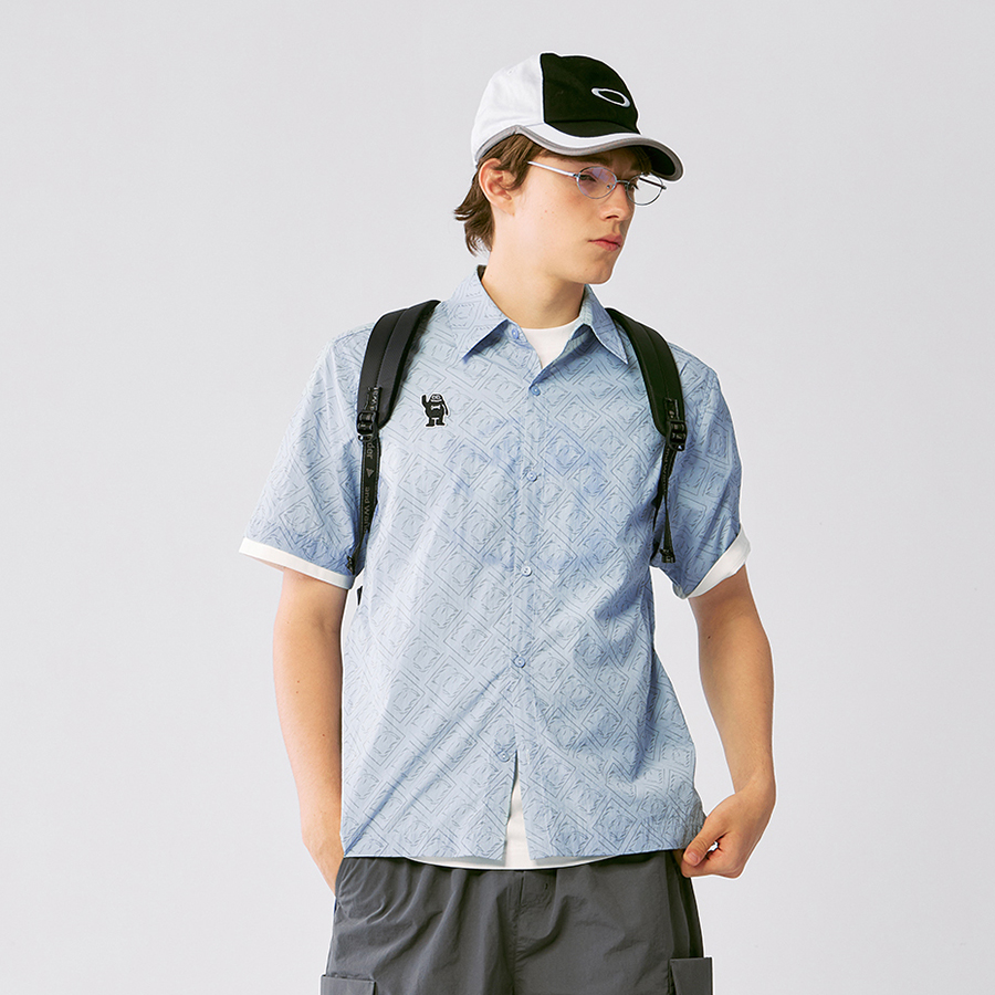 MYSAMESAME凉感冰块印短袖衬衫