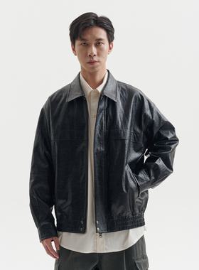 BUTTBILL 25AW纸感做旧日系复古肌理感皮衣夹克男女休闲通勤外套