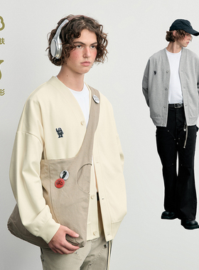 MYSAMESAME 24AW宽松V领纽扣门襟长袖卫衣复古日系基础外套男女