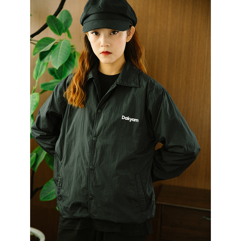 DAKYAM 2025AW Brand Logo Jacket 皱纹翻领轻薄教练夹克潮牌
