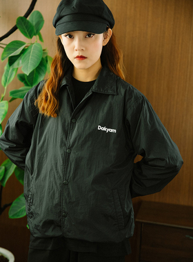 DAKYAM 2025AW Brand Logo Jacket 皱纹翻领轻薄教练夹克潮牌