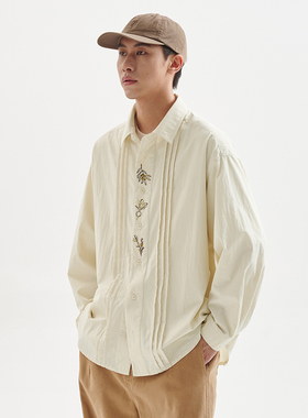 BUTTBILL 24AW复古通勤巴伐利亚衬衣长袖衬衫日系宽松vintage外套