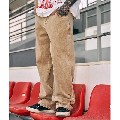 OSCill双色重水洗锥形牛仔裤复古