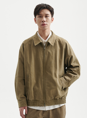 BUTTBILL 25AW全棉厚珠帆面料酵洗做旧翻领夹克日系复古外套男女