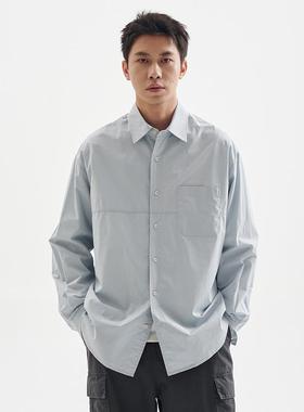 BUTTBILL 25SS日系水洗长绒棉休闲长袖衬衫通勤复古宽松衬衣外套