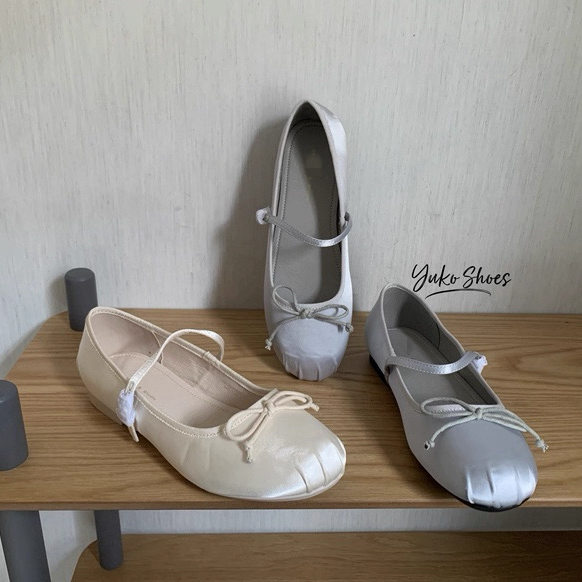 亏清！超美漂酿！叔~仙女蝴蝶结芭蕾舞鞋绸缎面~优雅细带平底单鞋