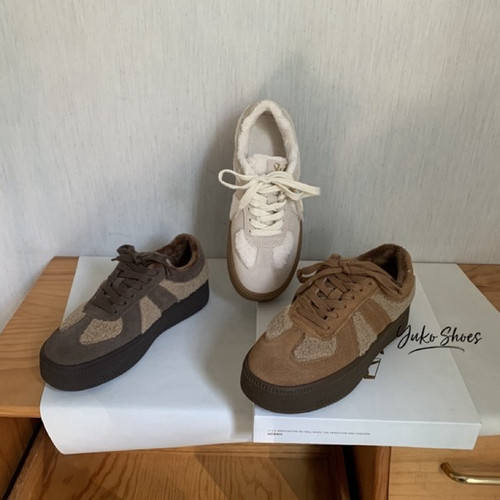 加绒加厚软底德训复古真皮板鞋