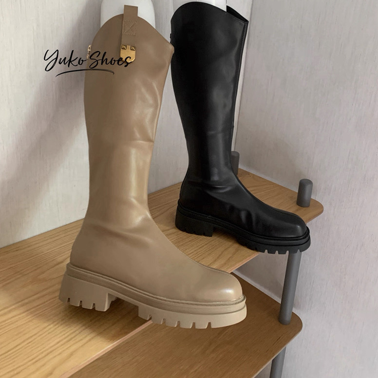 长靴中缝显瘦不过膝骑士靴
