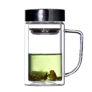 双层玻璃杯大号办公过滤泡茶喝水杯子水杯550ml大容量