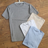 酷宝外贸 健身运动宽松圆领短袖 美式 休闲180g大地色T恤男纯棉薄款