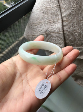 天然A货缅甸料翡翠贵妃白底青镯