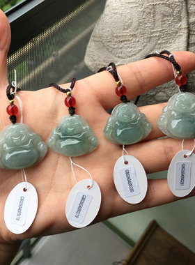 天然A货缅甸料翡翠飘花佛公吊坠