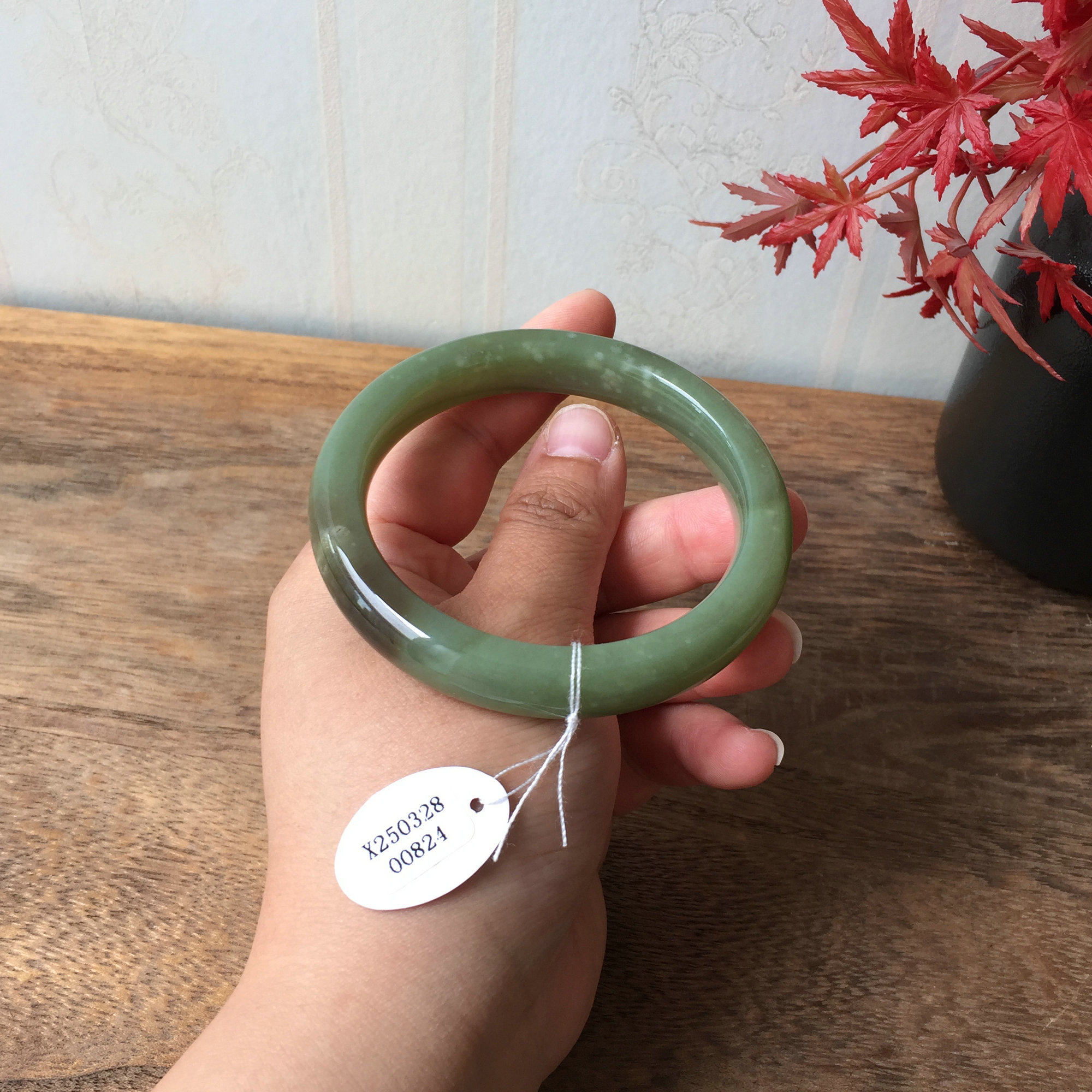 圈口约59.8mm天然和田玉手镯正品新疆若羌青黄口料玉石青糖玉镯子